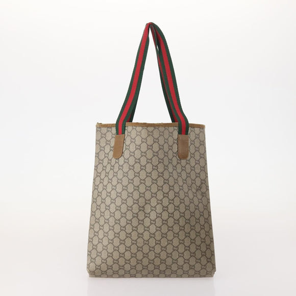 GUCCI GG Supreme GG Plus Web Sherry Line Bag PVC 4 Set Beige Ivory Auth 178836