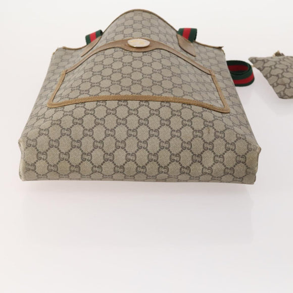 GUCCI GG Supreme GG Plus Web Sherry Line Bag PVC 4 Set Beige Ivory Auth 178836
