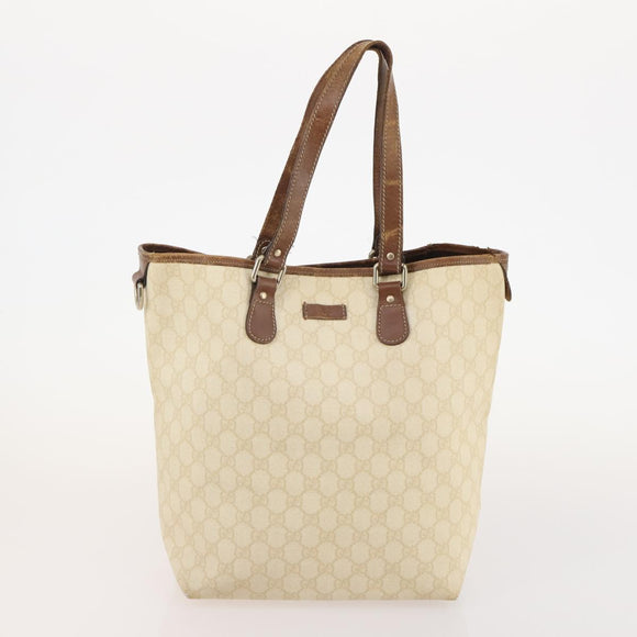 GUCCI GG Supreme GG Plus Web Sherry Line Bag PVC 4 Set Beige Ivory Auth 178836