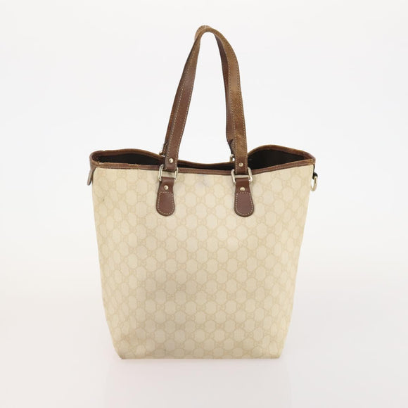 GUCCI GG Supreme GG Plus Web Sherry Line Bag PVC 4 Set Beige Ivory Auth 178836