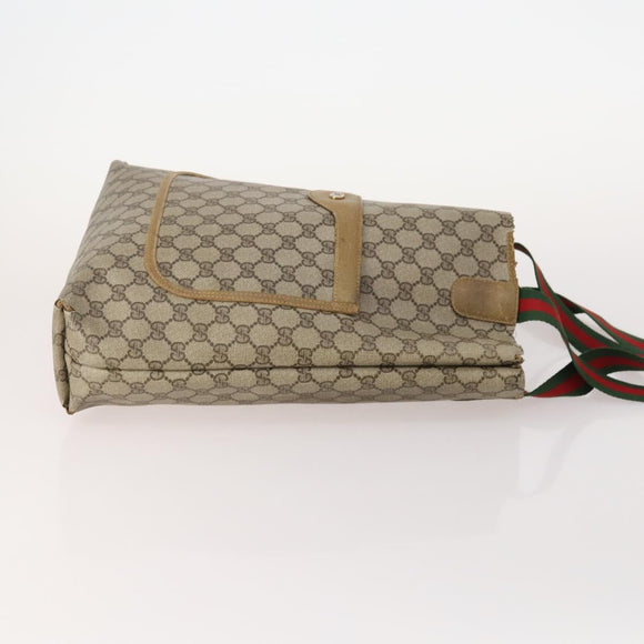 GUCCI GG Supreme GG Plus Web Sherry Line Bag PVC 4 Set Beige Ivory Auth 178836