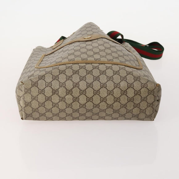 GUCCI GG Supreme GG Plus Web Sherry Line Bag PVC 4 Set Beige Ivory Auth 178836