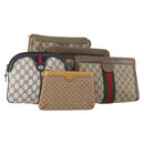GUCCI GG Supreme Micro GG Supreme Bag PVC 5 Set Beige Navy Auth 178838-1
