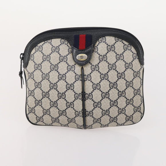 GUCCI GG Supreme Micro GG Supreme Bag PVC 5 Set Beige Navy Auth 178838