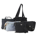 PRADA Shoulder Bag Nylon 5 Set Black Light Blue Navy Auth 178839-1
