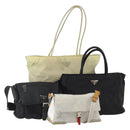 PRADA Hand Bag Nylon 4 Set Black Silver Green Auth 178840-1