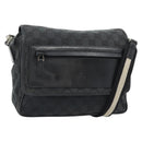 GUCCI GG Canvas Shoulder Bag Black Silver 019 0375 Auth 178842-1