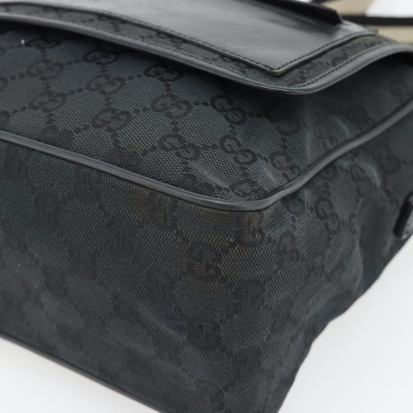 GUCCI GG Canvas Shoulder Bag Black Silver 019 0375 Auth 178842