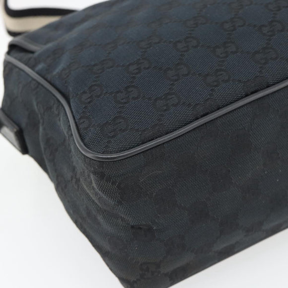 GUCCI GG Canvas Shoulder Bag Black Silver 019 0375 Auth 178842