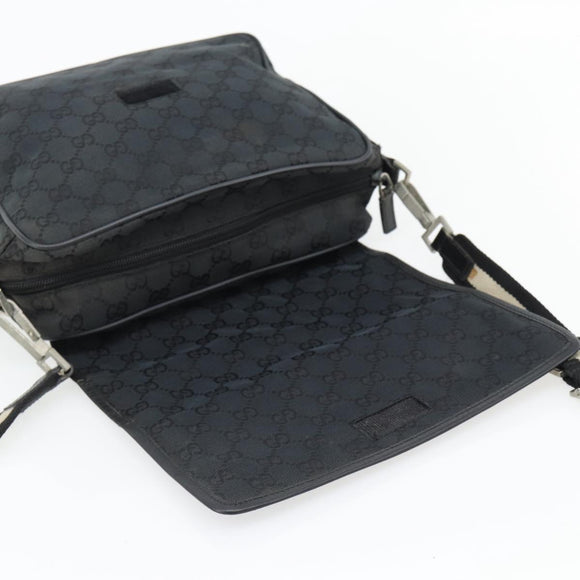 GUCCI GG Canvas Shoulder Bag Black Silver 019 0375 Auth 178842