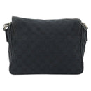 GUCCI GG Canvas Shoulder Bag Black Silver 019 0375 Auth 178842-2