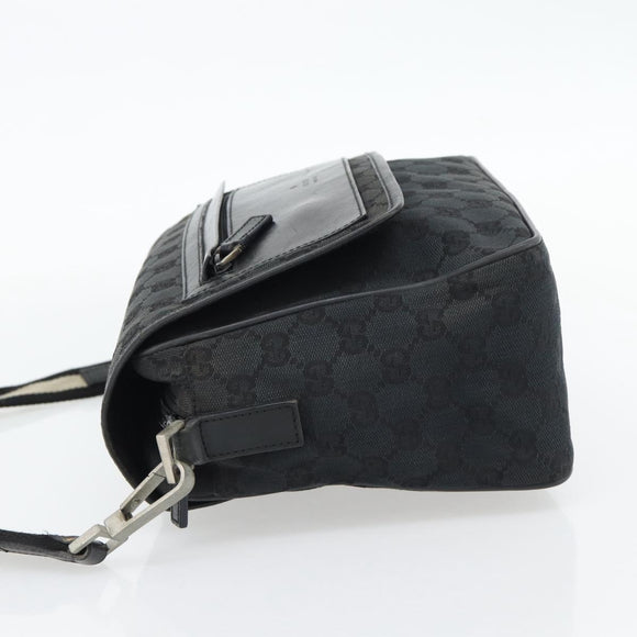 GUCCI GG Canvas Shoulder Bag Black Silver 019 0375 Auth 178842