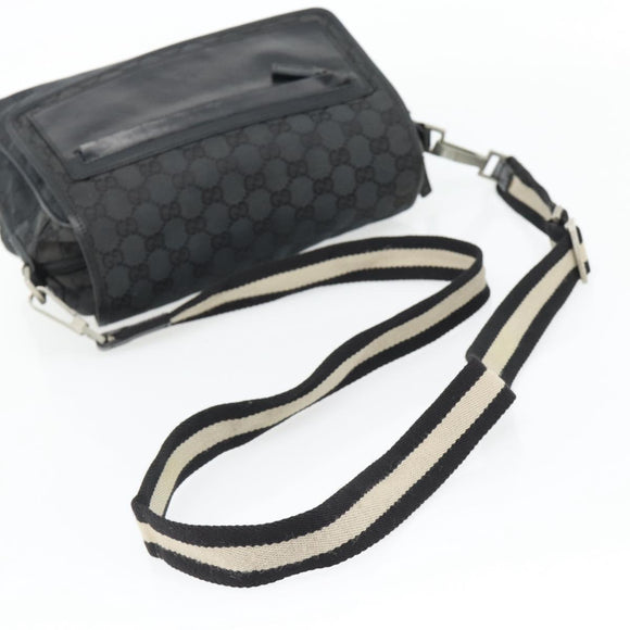 GUCCI GG Canvas Shoulder Bag Black Silver 019 0375 Auth 178842