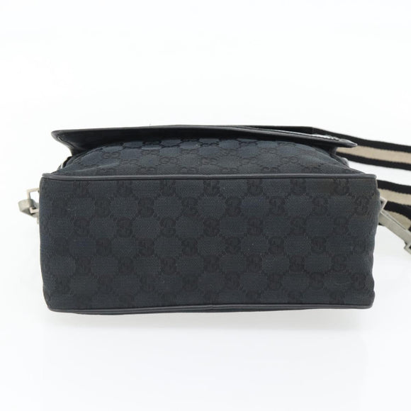 GUCCI GG Canvas Shoulder Bag Black Silver 019 0375 Auth 178842