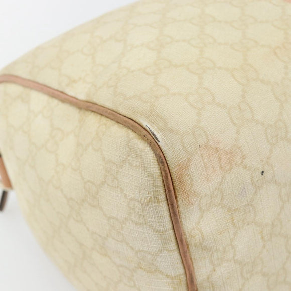 GUCCI GG Supreme Sherry Line Boston Bag PVC Beige Gold 189895 Auth 178843