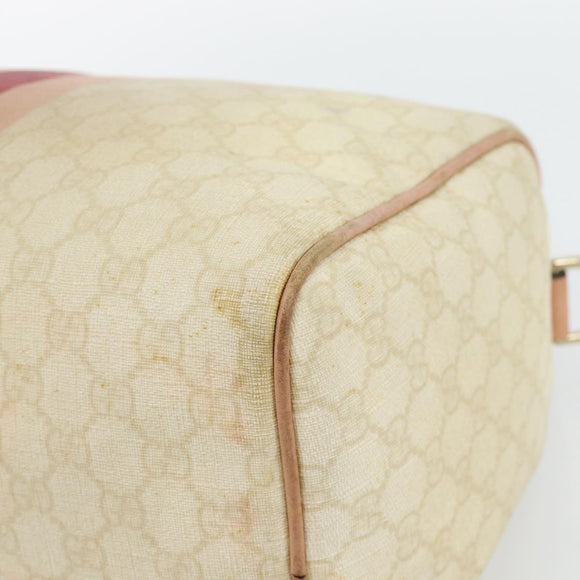 GUCCI GG Supreme Sherry Line Boston Bag PVC Beige Gold 189895 Auth 178843