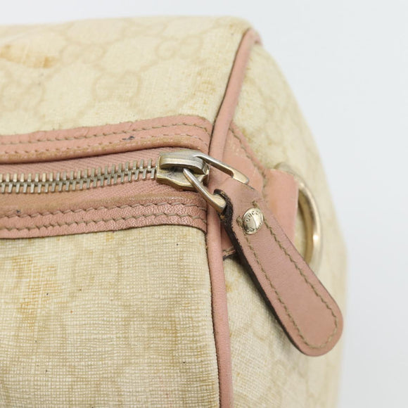 GUCCI GG Supreme Sherry Line Boston Bag PVC Beige Gold 189895 Auth 178843