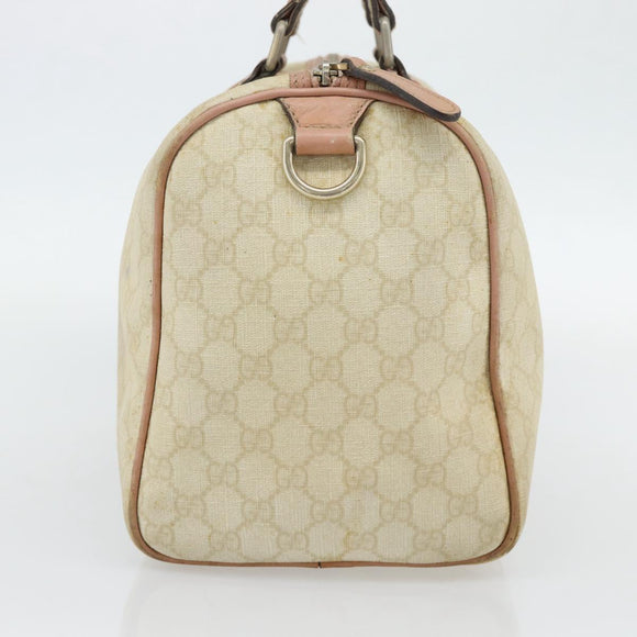 GUCCI GG Supreme Sherry Line Boston Bag PVC Beige Gold 189895 Auth 178843