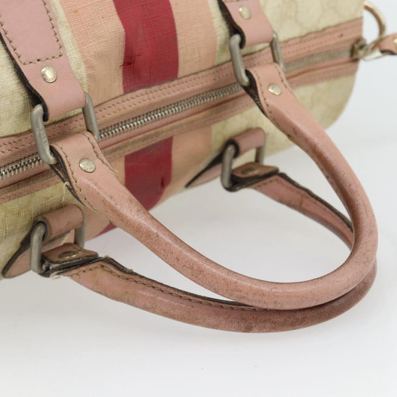 GUCCI GG Supreme Sherry Line Boston Bag PVC Beige Gold 189895 Auth 178843