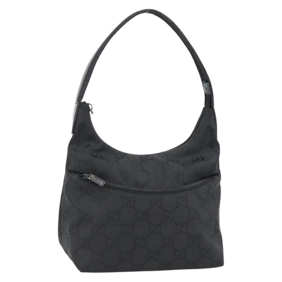 GUCCI GG Canvas Umhängetasche Nylon Schwarz Silber 01 3386 Auth 178845