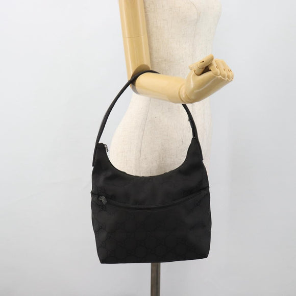 GUCCI GG Canvas Umhängetasche Nylon Schwarz Silber 01 3386 Auth 178845