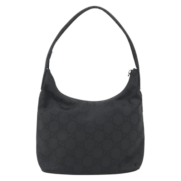 GUCCI GG Canvas Umhängetasche Nylon Schwarz Silber 01 3386 Auth 178845