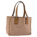 GUCCI GG Canvas Tote Tas Roze Zilver 113019 Auth 178848-1
