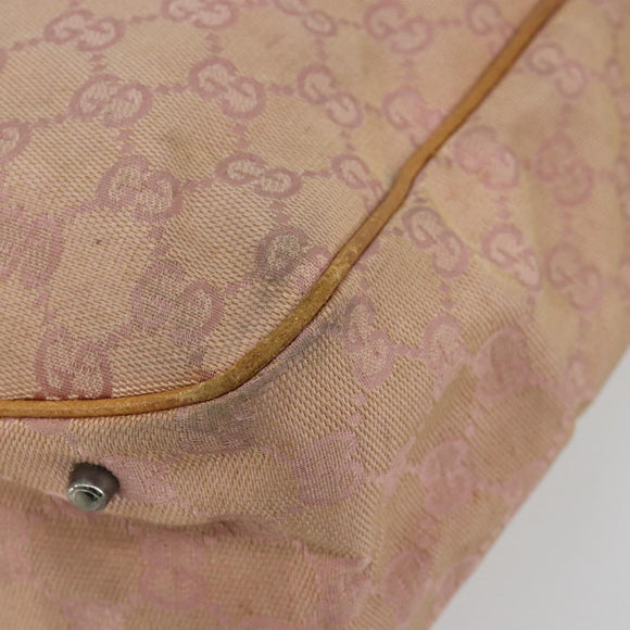 GUCCI GG Canvas Tote Tas Roze Zilver 113019 Auth 178848