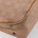 GUCCI GG Canvas Tote Tas Roze Zilver 113019 Auth 178848-12