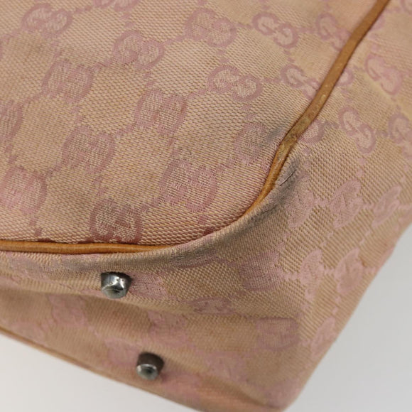 GUCCI GG Canvas Tote Tas Roze Zilver 113019 Auth 178848
