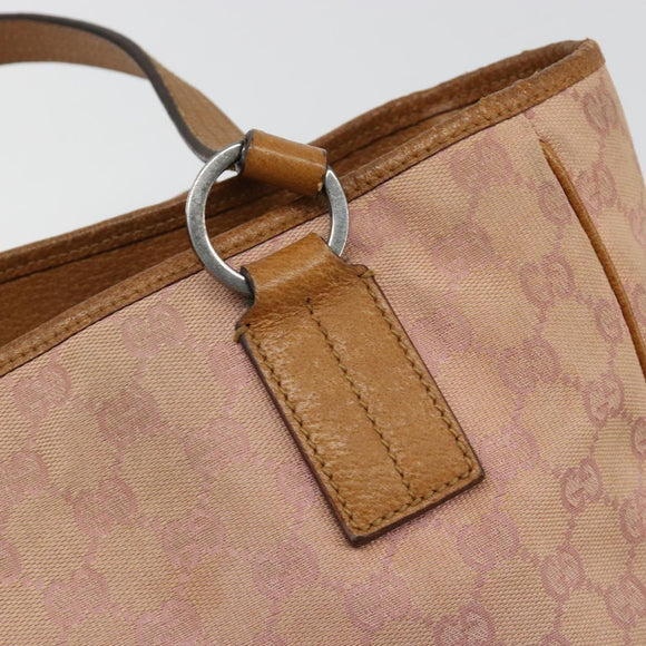GUCCI GG Canvas Tote Tas Roze Zilver 113019 Auth 178848