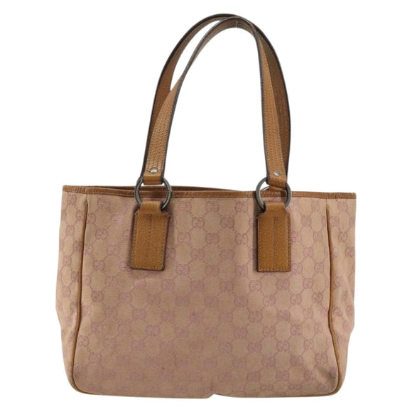GUCCI GG Canvas Tote Tas Roze Zilver 113019 Auth 178848