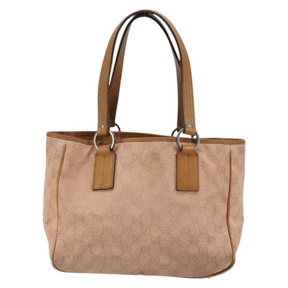 GUCCI GG Canvas Tote Tas Roze Zilver 113019 Auth 178848