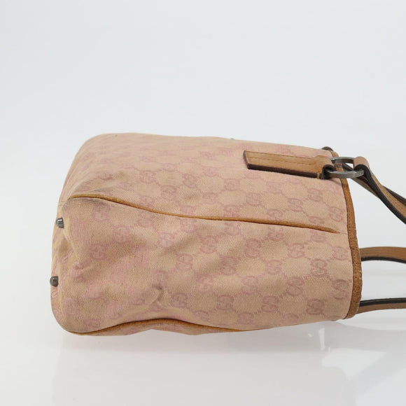 GUCCI GG Canvas Tote Tas Roze Zilver 113019 Auth 178848