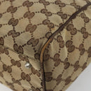 GUCCI GG Canvas Web Sherry Line Handtas Beige Zilver Auth 178849-10