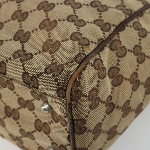 GUCCI GG Canvas Web Sherry Line Handtas Beige Zilver Auth 178849