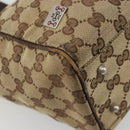 GUCCI GG Canvas Web Sherry Line Handtas Beige Zilver Auth 178849-11