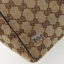 GUCCI GG Canvas Web Sherry Line Handtas Beige Zilver Auth 178849-15