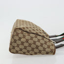 GUCCI GG Canvas Web Sherry Line Handtas Beige Zilver Auth 178849-4