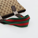GUCCI GG Canvas Web Sherry Line Handtas Beige Zilver Auth 178849-7
