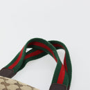 GUCCI GG Canvas Web Sherry Line Handtas Beige Zilver Auth 178849-8
