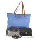 GUCCI GG Canvas GG Supreme Tas PVC Leer Nylon 3-delig Marineblauw Auth 178850-1