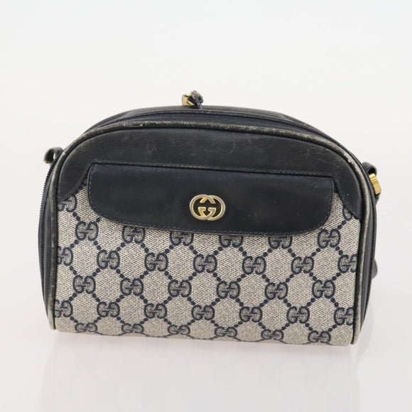 GUCCI GG Canvas GG Supreme Tas PVC Leer Nylon 3-delig Marineblauw Auth 178850