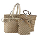 GUCCI GG Canvas Tote Bag 4 Set Beige Auth 178852-1