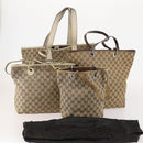 GUCCI GG Canvas Tote Bag 4 Set Beige Auth 178852-26