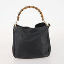 GUCCI Bamboo Shoulder Bag Leather Suede 3 Set 2way Black Dark Brown Auth 178853-10