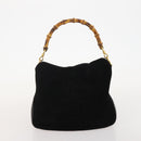 GUCCI Bamboo Shoulder Bag Leather Suede 3 Set 2way Black Dark Brown Auth 178853-17