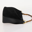 GUCCI Bamboo Shoulder Bag Leather Suede 3 Set 2way Black Dark Brown Auth 178853-18