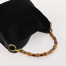 GUCCI Bamboo Shoulder Bag Leather Suede 3 Set 2way Black Dark Brown Auth 178853-19