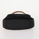 GUCCI Bamboo Shoulder Bag Leather Suede 3 Set 2way Black Dark Brown Auth 178853-21
